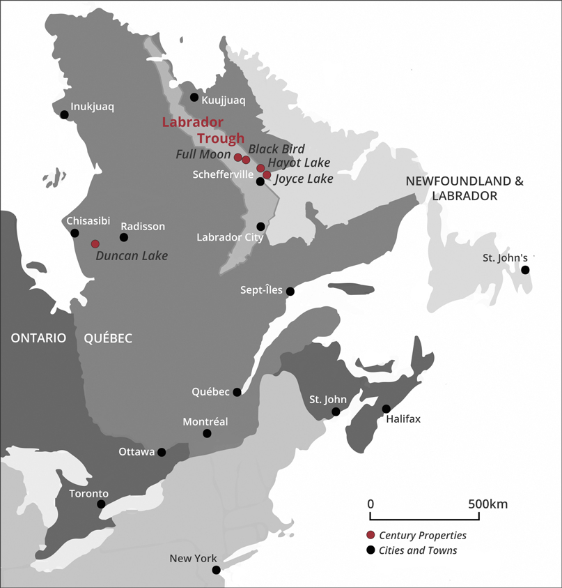 Century Iron Mines Corporation-Labrador Trough map